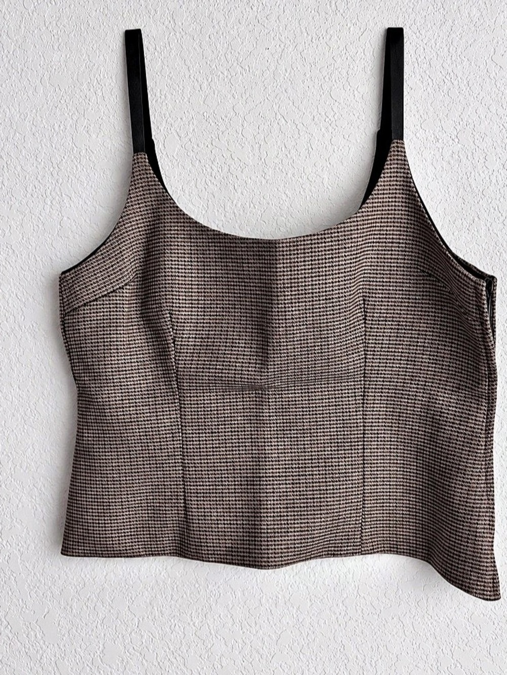 Zara Houndstooth Crop Top in Brown & Black Size Medium